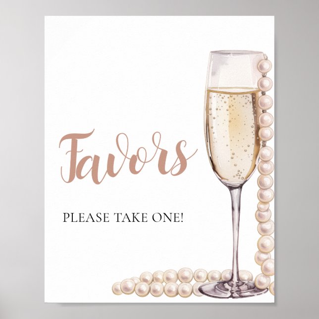 Poster Signe des perles roses et du Prosecco Champagne Fa (Devant)