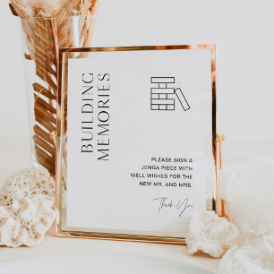 Poster SIGNE DU LIVRE D'Invitation Jenga Mariage HARLOW