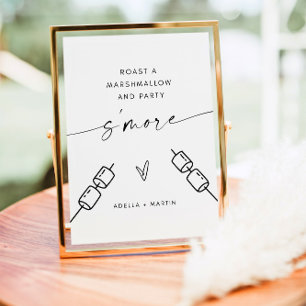 Poster Signe du Mariage du parti et d'un marshmallow