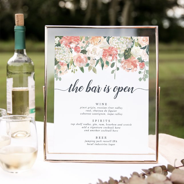 Poster Signe du menu de la barre de Mariages florale du m (Créateur téléchargé)