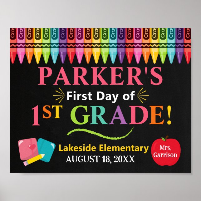 Poster Signe du premier jour de l'école primaire - 1ère f (Devant)