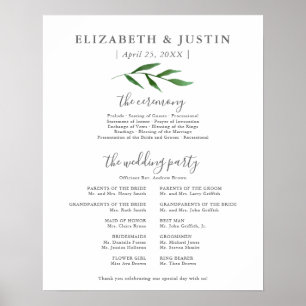 Poster Signe du programme de cérémonie de mariage élégant