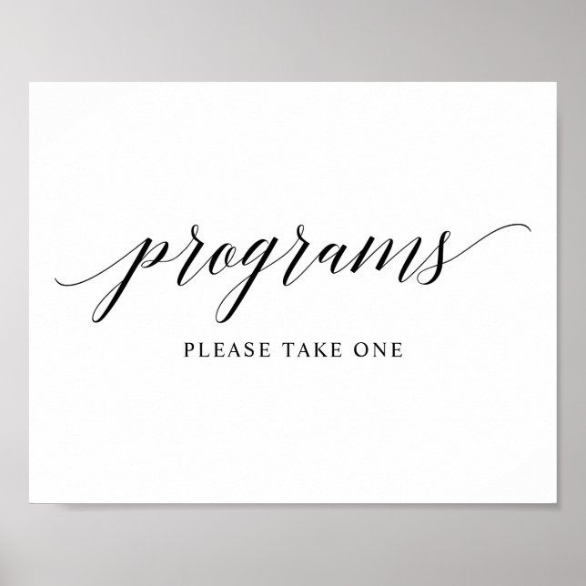 Poster Signe du programme de mariage de typographie noire (Devant)