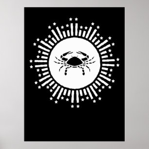 Poster Signe du zodiaque Cancer Crabe Dessin de Starburst
