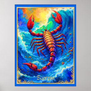 Poster Signe du zodiaque Scorpion émergeant des eaux prof