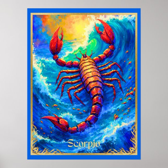 Poster Signe du zodiaque Scorpion émergeant des eaux prof (Devant)