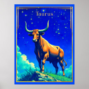 Poster Signe du zodiaque Taureau enraciné dans la Terre e