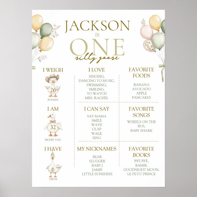Poster Signe d'une oie sotte 1er anniversaire Jalons (Devant)