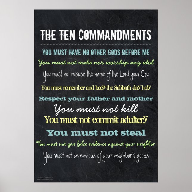 Poster Signe élégant moderne dix commandements (Devant)