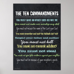 Poster Signe élégant moderne dix commandements