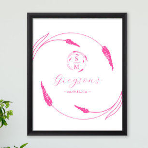 Poster Signe et garde Mariage rose vibreux unique