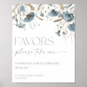 Poster Signe favori boho bleu poussiéreux fleur sauvage