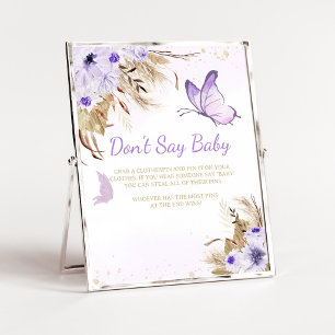 Poster Signe 'Fête de Bébé Papillon Floral' sans le mot '