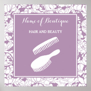Poster Signe floral pourpre moderne de boutique de beaut