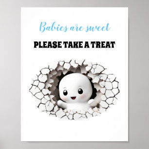 Poster Signe Halloween Garçon Baby shower Pékin Ghost Fav