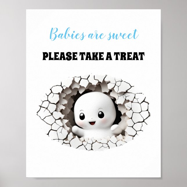Poster Signe Halloween Garçon Baby shower Pékin Ghost Fav (Devant)