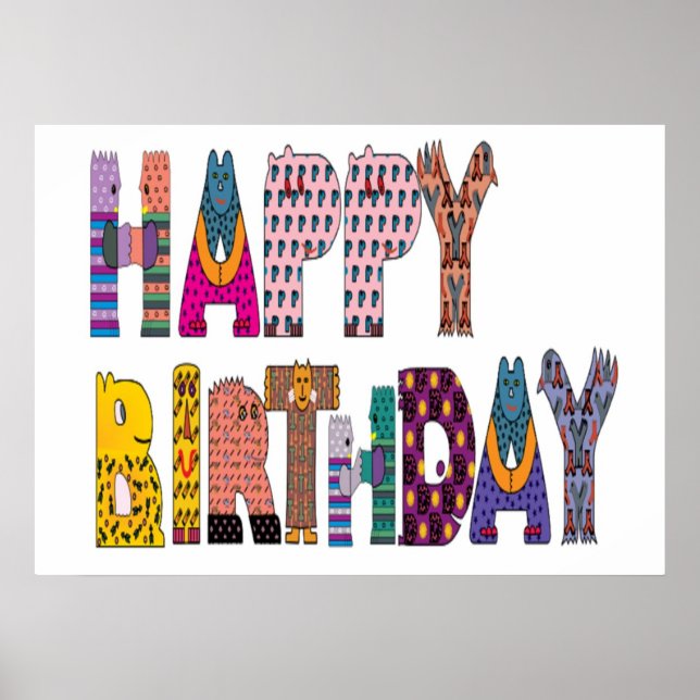 POSTER SIGNE "HEUREUX ANNIVERSAIRE" (Devant)