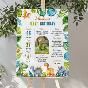 Poster SIGNE JALON DE PREMIER ANNIVERSAIRE Dinosaure DE L