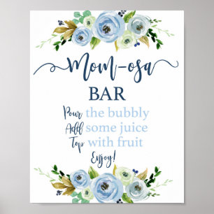 Poster Signe maman-osa floral bleu