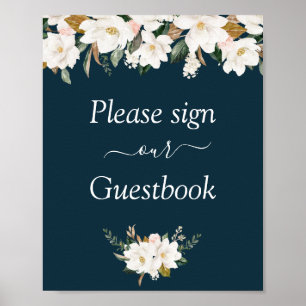 Poster signe mariage à fleurs magnolia
