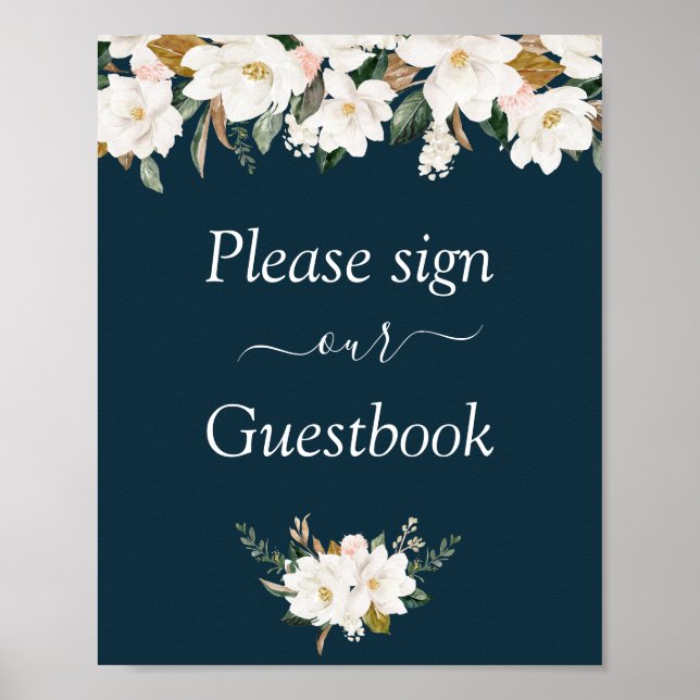 Poster signe mariage à fleurs magnolia (Devant)
