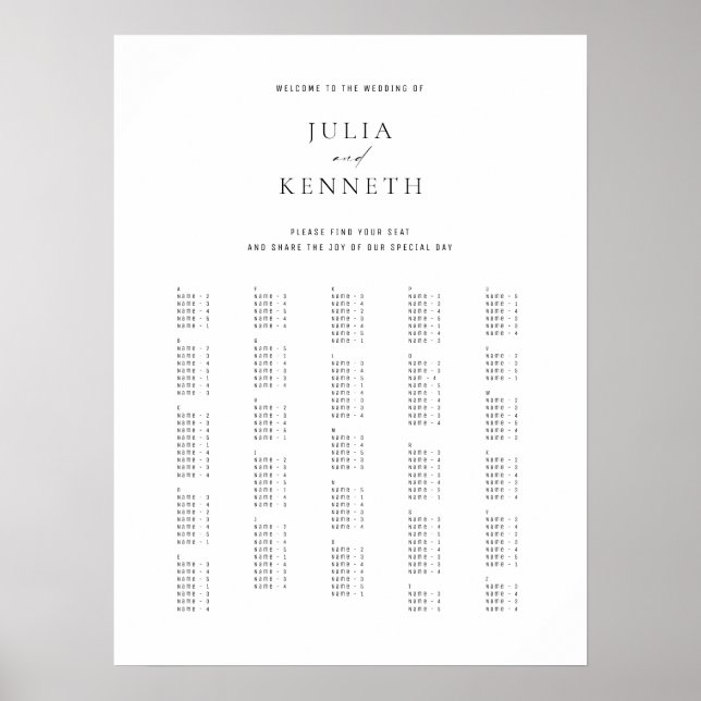 Poster Signe Mariage alphabétique classique (Devant)