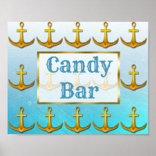 Poster SIGNE mariage Barre de bonbons Océanique Aqua Bleu