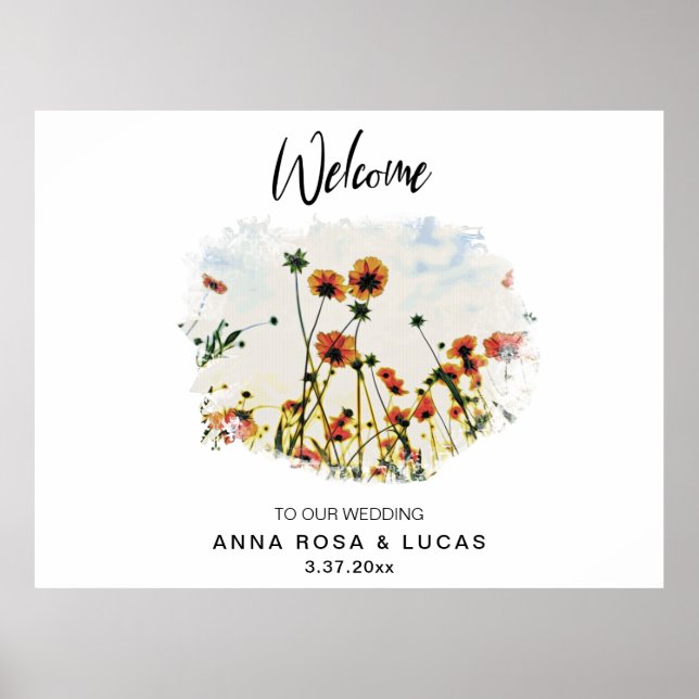 Poster SIGNE Mariage *~* BIENVENUE Poppy Floral AR9 (Devant)