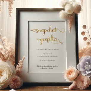 Poster Signe Mariage blanc or Snapchat