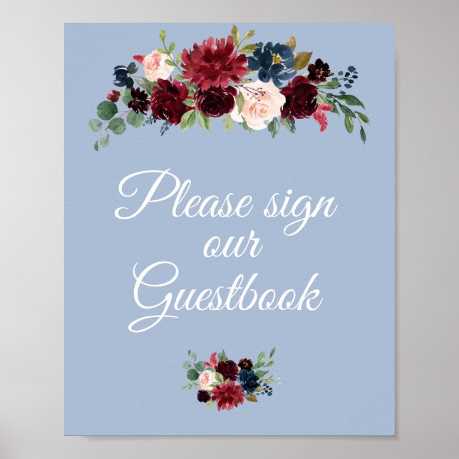 Poster signe mariage bleu roux (Devant)
