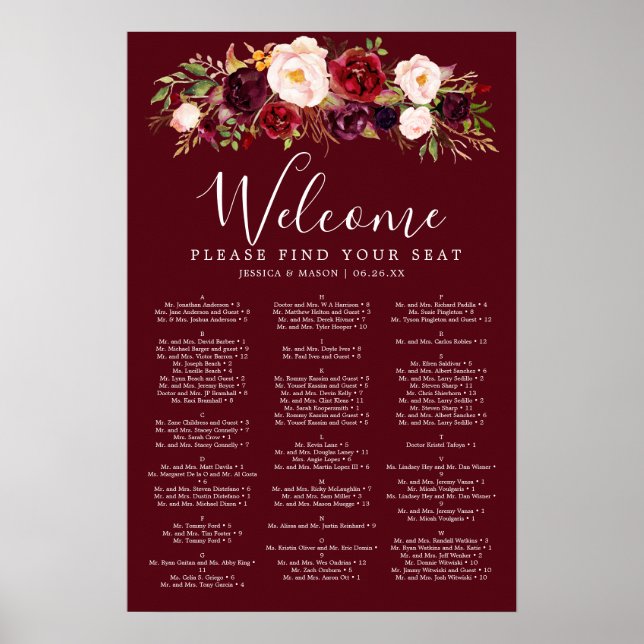 Poster SIGNE Mariage Boho Burgundy Marsala (Devant)