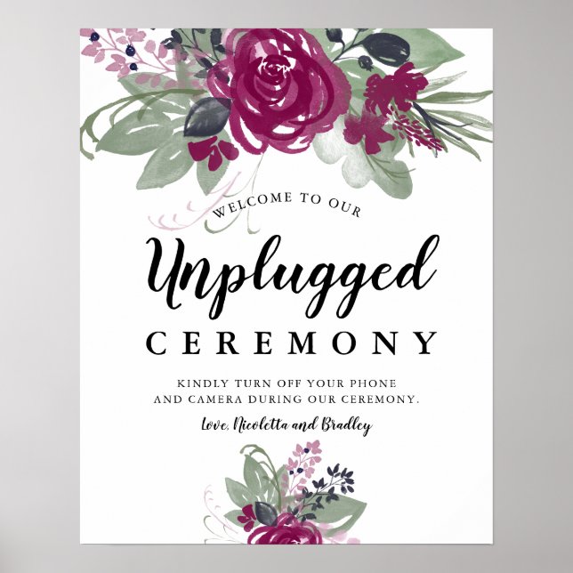 Poster SIGNE Mariage Boho Floral Vin de Bourgogne (Devant)