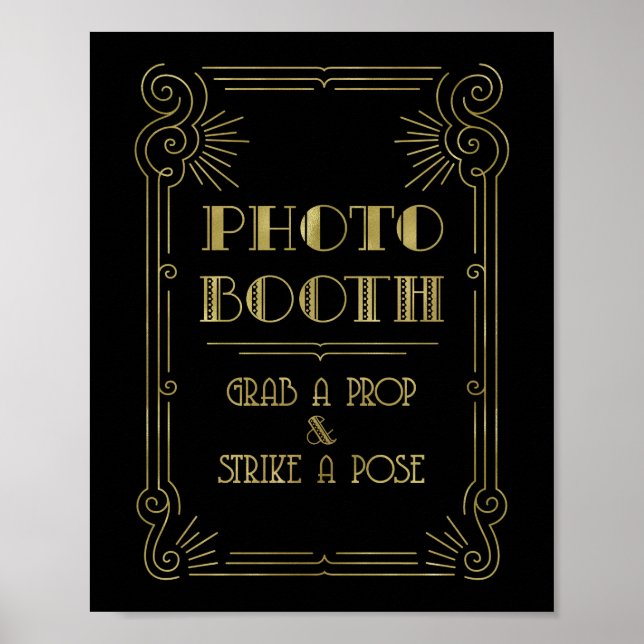 Poster Signe Mariage Booth Gold Black Art Deco (Devant)