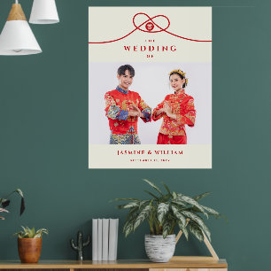 Poster SIGNE Mariage chinois à double noeud rouge