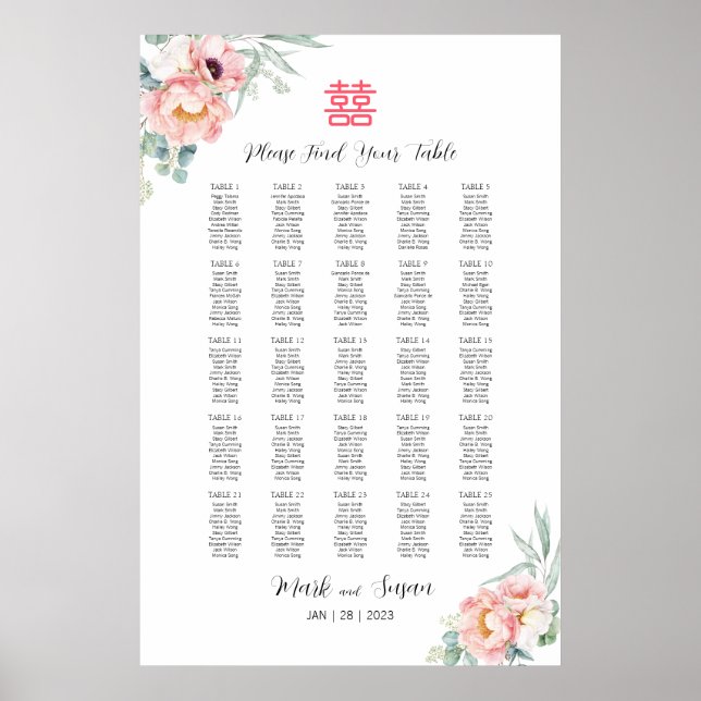 Poster SIGNE Mariage chinois Double Bonheur (Devant)