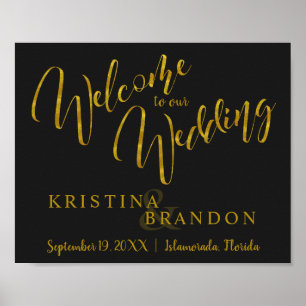Poster SIGNE Mariage D'ACCUEIL AVEC Faux Gold Foil