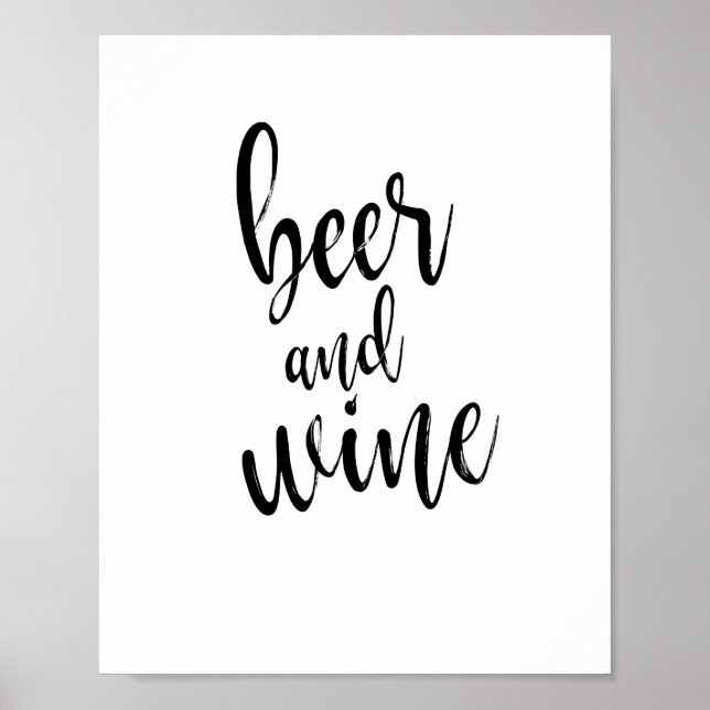 Poster SIGNE Mariage de bière et de vin noir et blanc 8x1 (Devant)