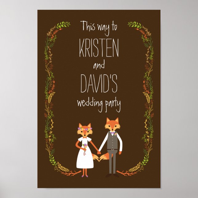 Poster SIGNE Mariage DES BOUTEILLES DE BOIS DE Whimsical (Devant)