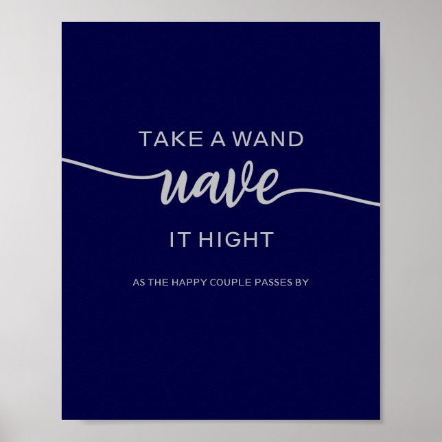 Poster Signe Mariage en argent bleu marine (Devant)