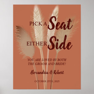 Poster Signe Mariage en herbe Pampas Pick a Sein not a Si