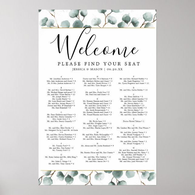 Poster SIGNE Mariage Éucalyptus Vert (Devant)