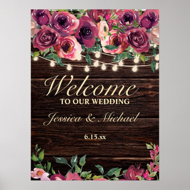 Poster Signe Mariage floral Bourgogne (Devant)