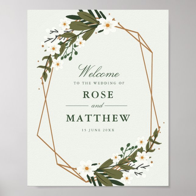 Poster signe mariage floral géométrique (Devant)