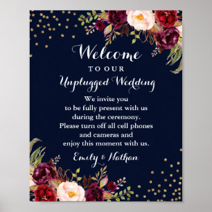 Poster SIGNE Mariage Floral or de la Marine Burgundy