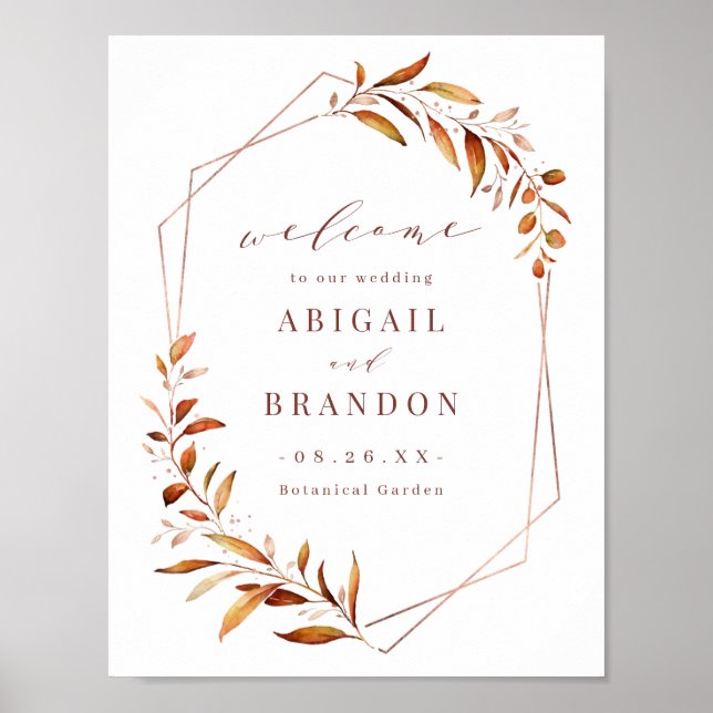 Poster Signe Mariage géométrique Rustique moderne automne (Devant)