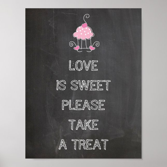 Poster signe mariage - l'amour est sucré s'il vous plaît  (Devant)