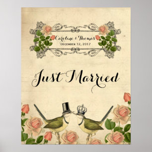 Poster signe mariage marié lovebirds