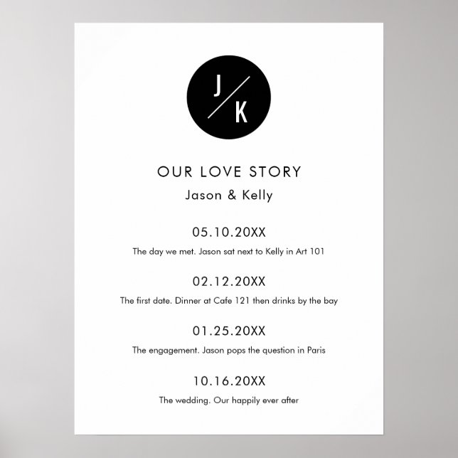 Poster Signe Mariage Monogram Love Story (Devant)