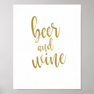 Poster SIGNE Mariage Parties scintillant or bière et vin 
