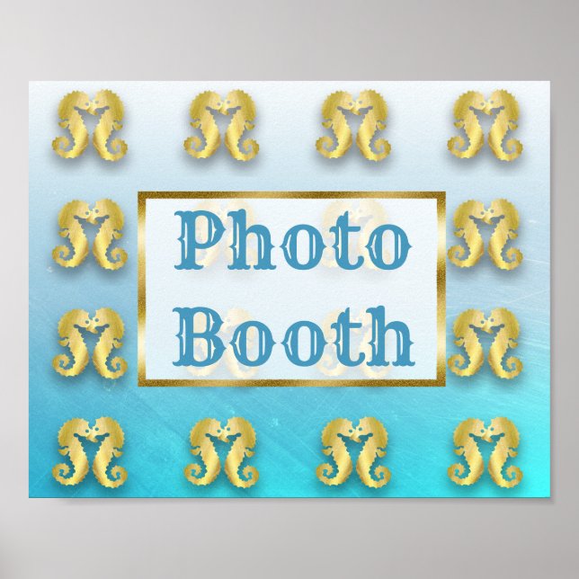 Poster SIGNE mariage Photo Booth Oceanic Aqua Blue & Gold (Devant)